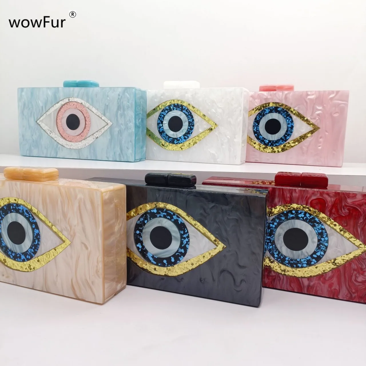 Acrylic Evil Eye Cartoon Glitter Customization Luxury Evening  Wedding Summer Mini Women Party Handbags And Purses Shoulder Bags