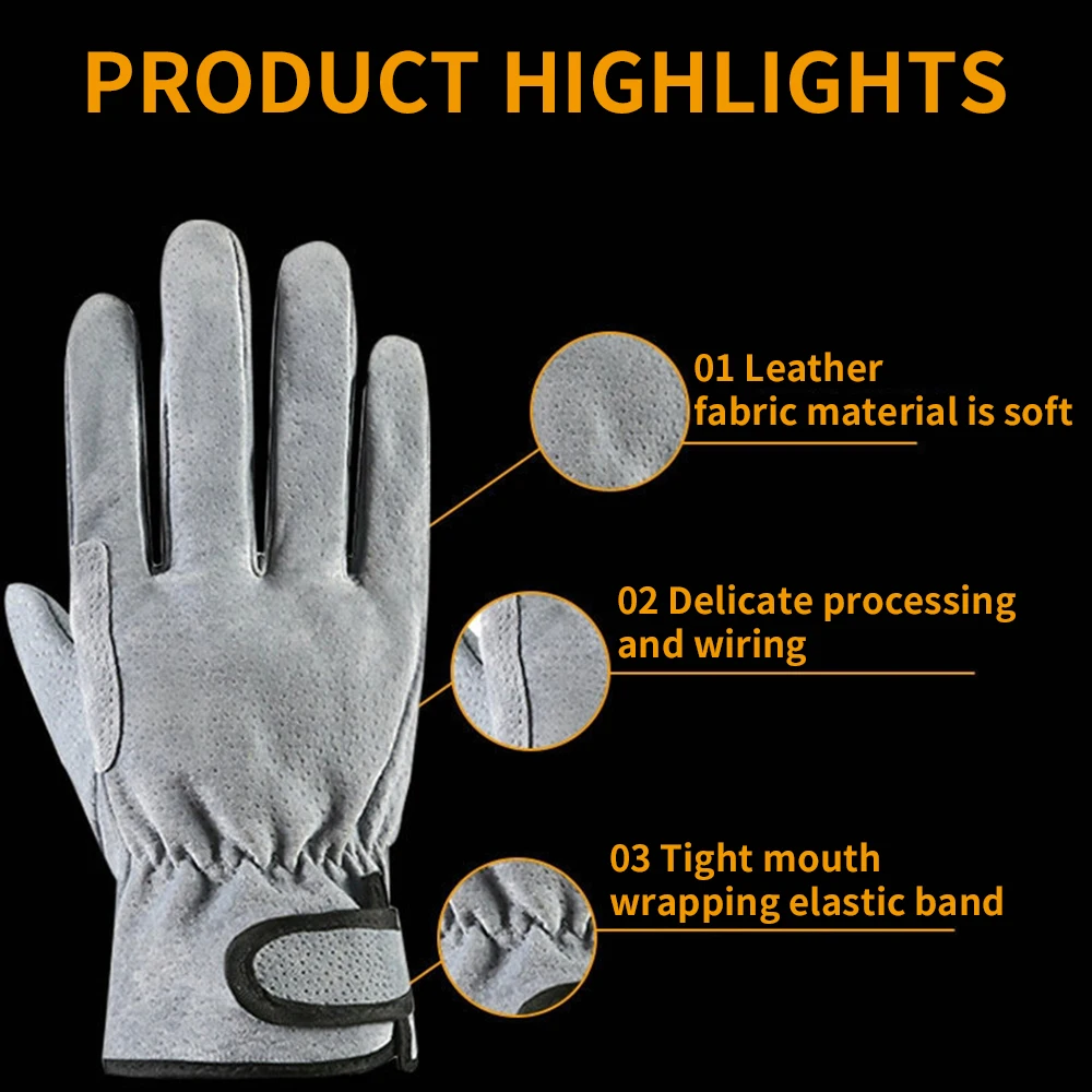 Work Gloves Leather Workers Work Welding Safety Protection Garden Sports Motorcycle Driver Wear-resistant Wood Cutting