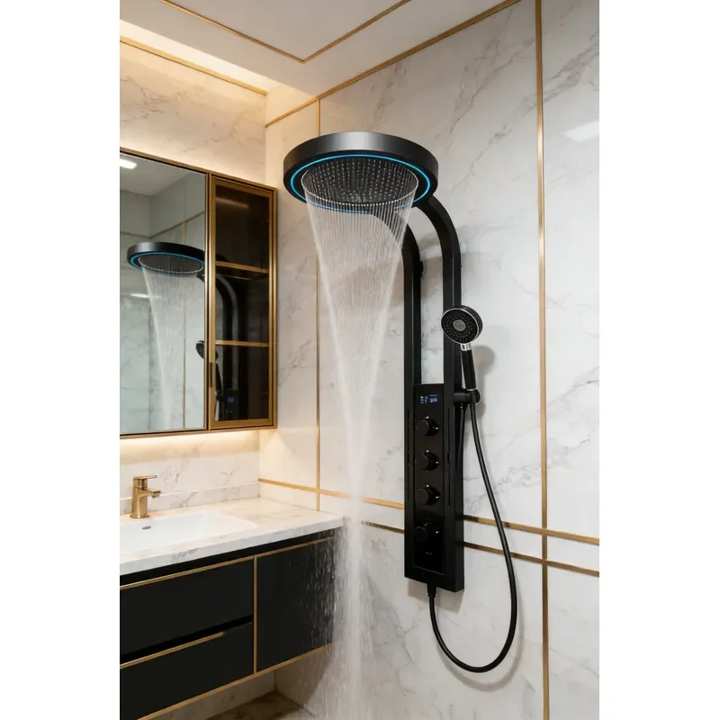 Homedec Shower Panel Waterfall Shower Set Hot Cold Water Bathroom Faucet Set Wall Mounted System Shower Set view 3