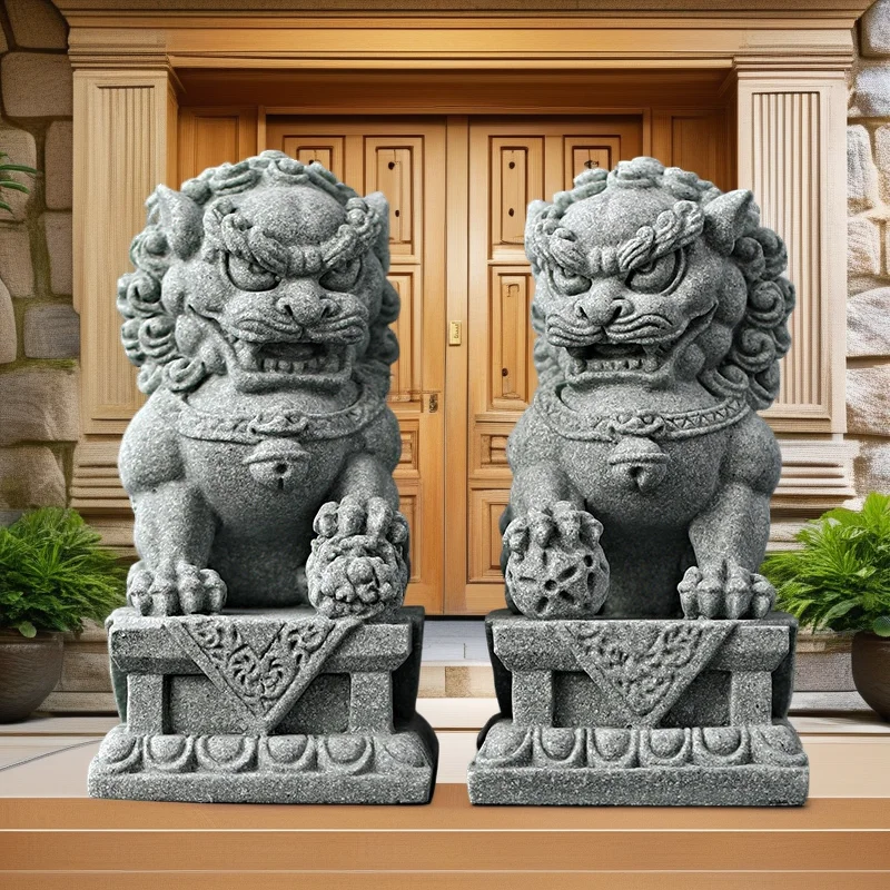 sandstone Kirin mascot sculptures and figurines Chinese characteristic animals Home Room Office Wealth Luck Feng Shui Decor
