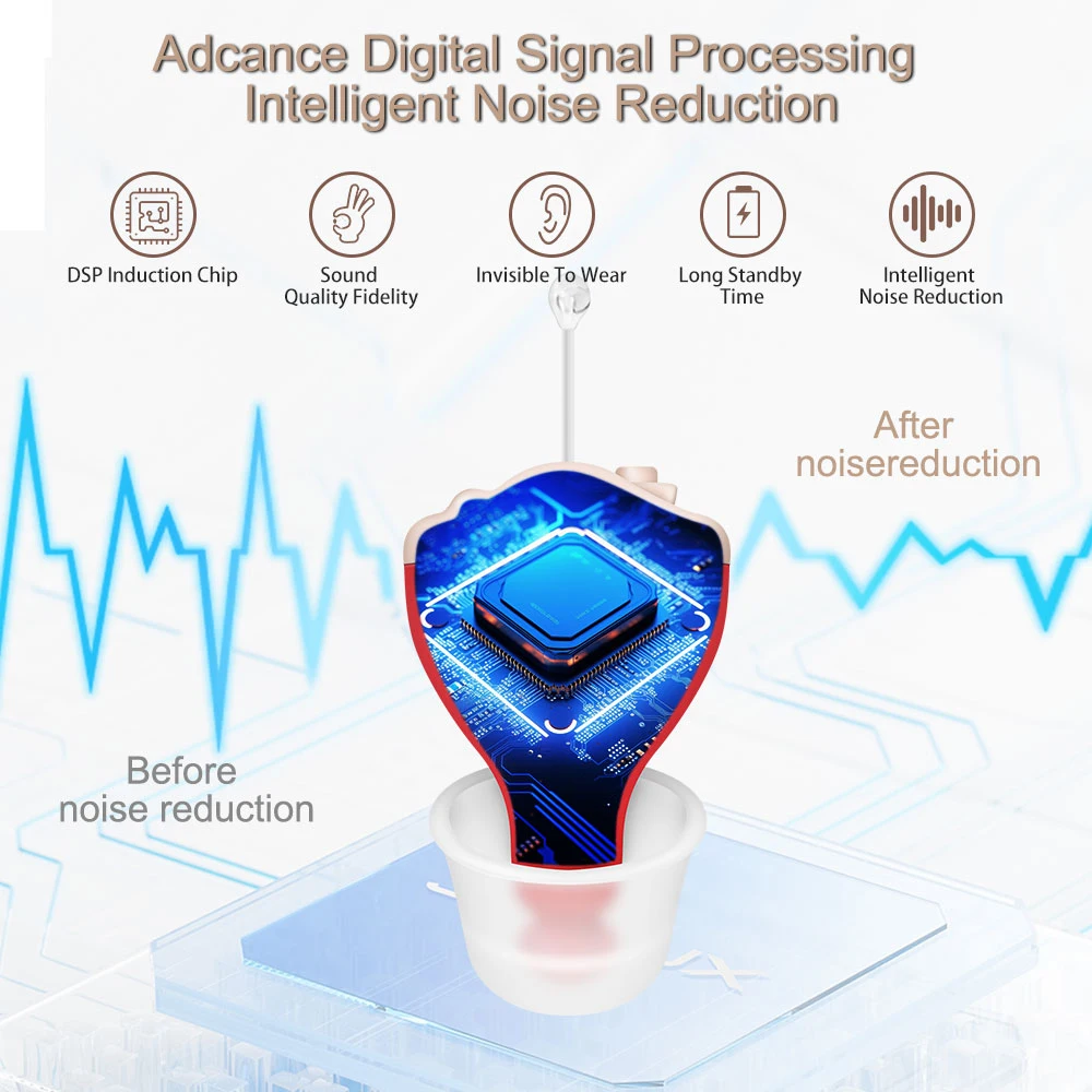 Hearing Aid for Deafness Invisible Hearing Aids Digital 6 Channels Sound Amplifier For Elderly with Noise Cancelling audifonos