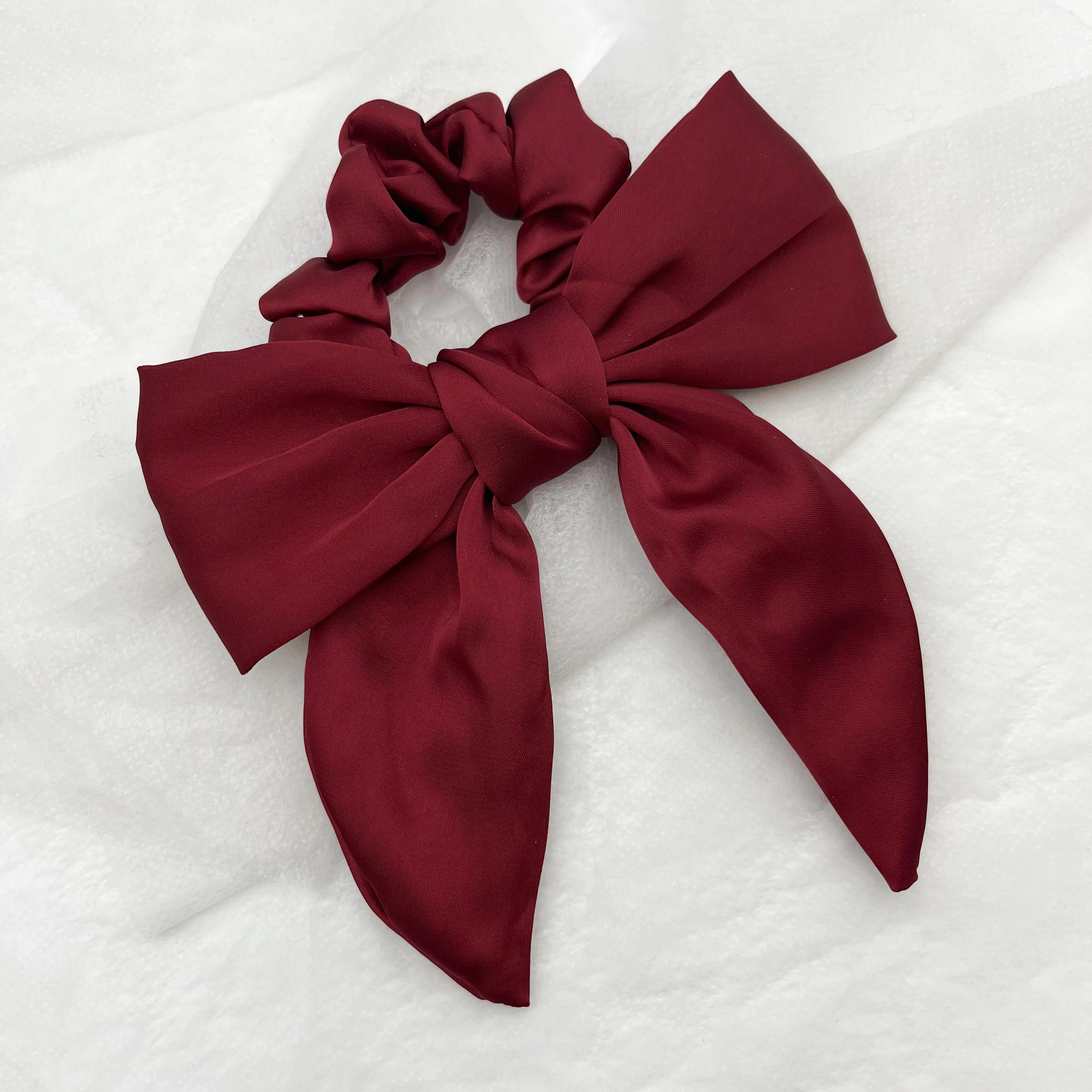 Solid Bow Ribbon Hair Scrunchies para mulheres e meninas, Elastic Hair Band, Ponytail Headwear, Acessórios para festas femininas, moda, 1pc