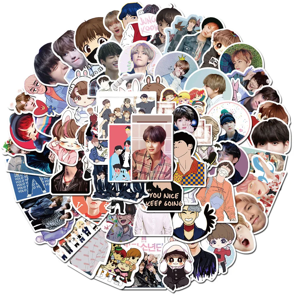 76pcs/pack Kpop Group Korea Singer Cartoon Stickers For Motorcycles Luggage Computer Laptop Gift Car Phone Water bottle Notebook