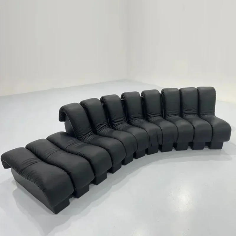 Snake-Shaped Sofa Villa Living Room Module Free Combination Curved Leather Sofa