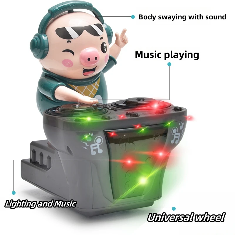 DJ Tidy Pig Speelschijf Dynamische muziekfeest Kleurrijke lichten Zingen Dansen Rock Trend Elektrisch speelgoed