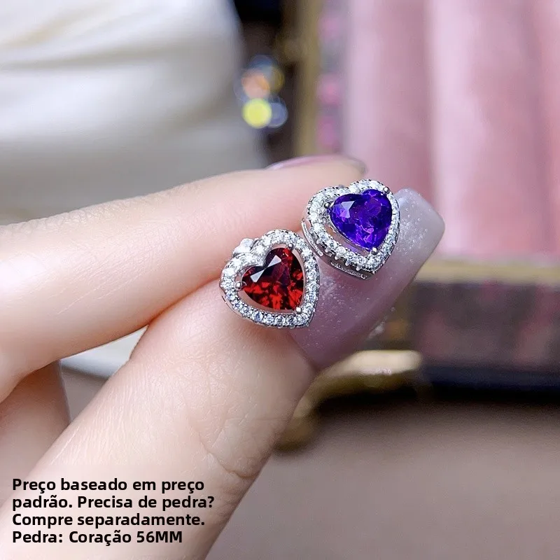 925-silver-heart-shaped-earrings-for-women-gem-embedded-hollow-mounting-fashionable-jewelry-ear-studs-women's-style