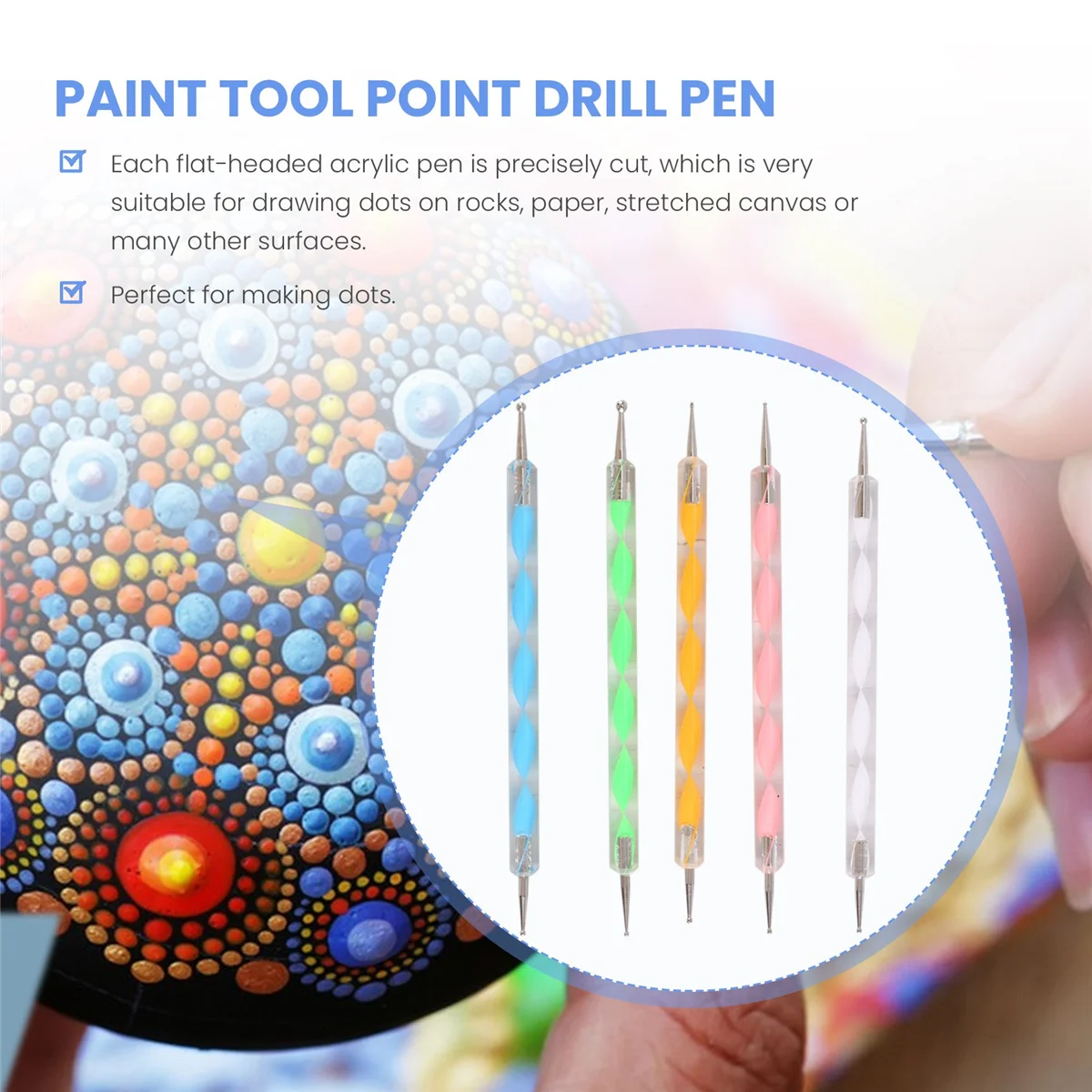 Mandala Dotting Stencil Tools Rock Painting Kit Ball Stylus Dotting Tools Include Stencil, Paint Tray (17 Pack)