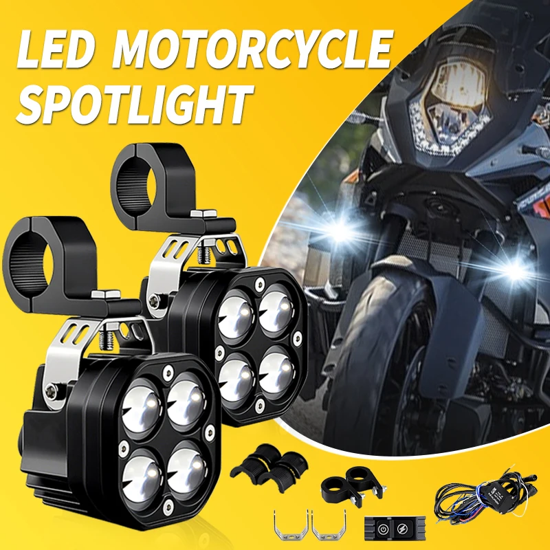 

1 комплект, 12 В, вспомогательные фары, 80 Вт, светодиодный прожектор для приключений 1050 1090 1190, универсальный мотоцикл, светодиодный двухцветный
