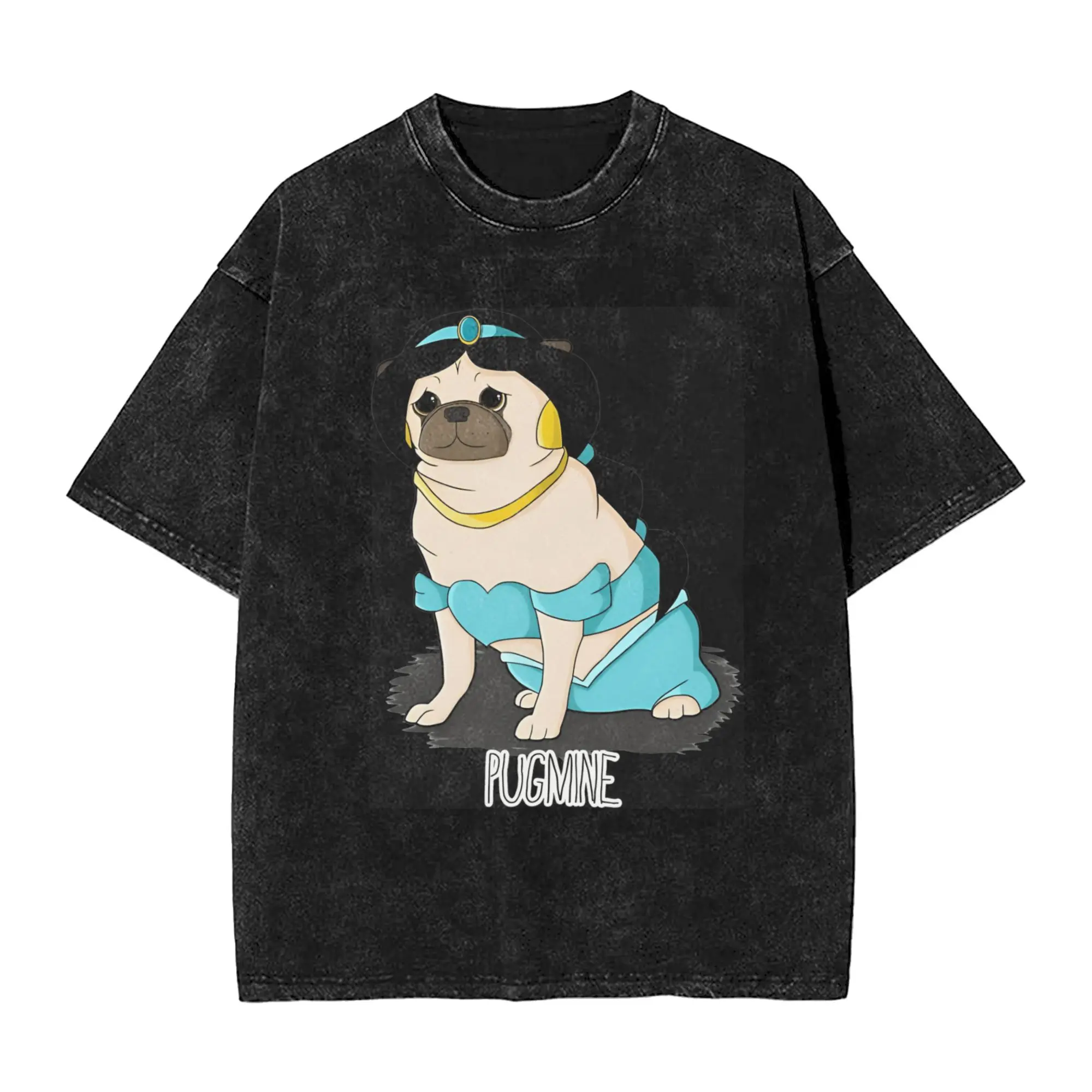 Humor Pugmine Aladdin T-Shirt for Men O Neck Pure Cotton Washed T Shirts  Short Sleeve Tee Shirt New Arrival Clothing