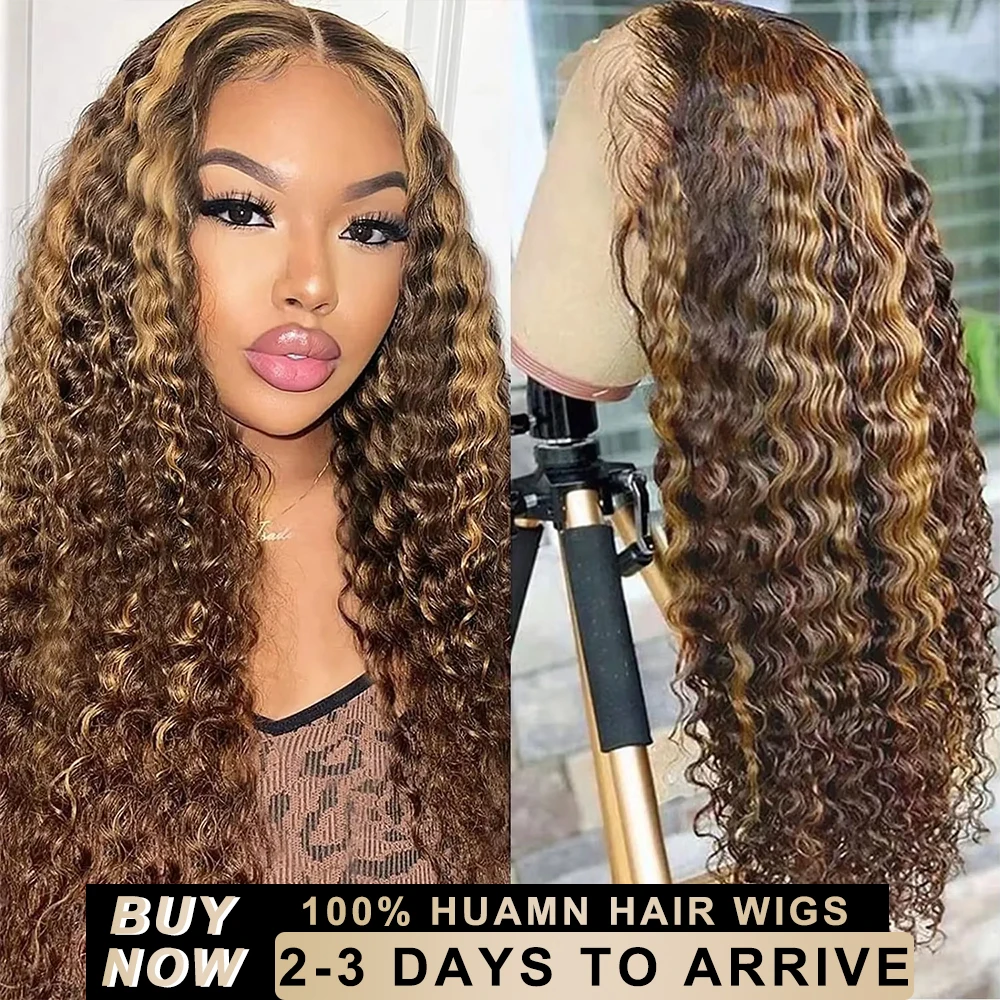

4/27 Ombre Curly Wigs Highlight Wig Human Hair 30 40 44 Inch 13x6 Deep Wave Hd Lace Frontal Water Wave Front 100% Human Hair Wig