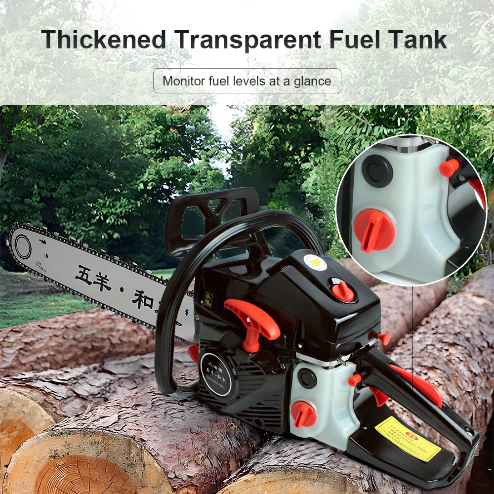 4800W Gasoline Chain Saw Handheld Logging Saw Chainsaw High Power Gasoline Saw for Professional Logging and DIY Woodwork