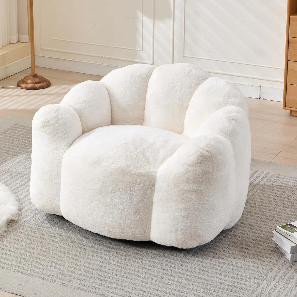 Adult-Sized Floral Bean Bag Chair: Plush Faux Fur Single Sofa for Comfortable Living and Reading