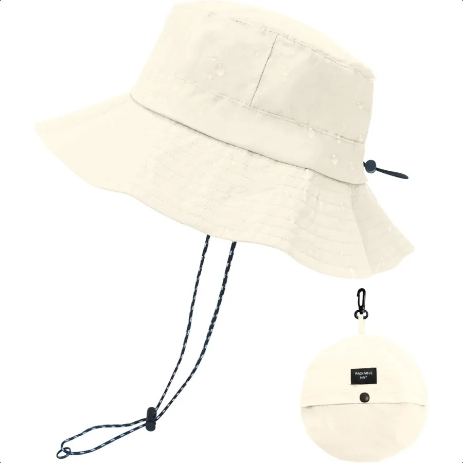 

PFFY Quick Dry Waterproof Packable Bucket Hat for Women Men Outdoor Sun Hats with Detachable Chin Strap