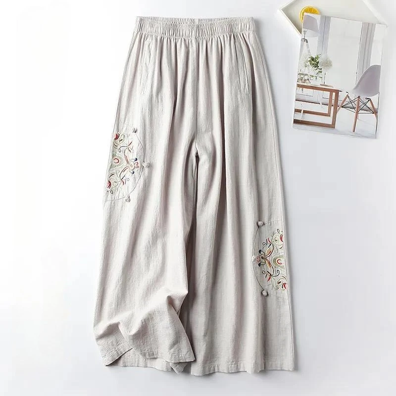 Pantalon Éthnique Décontracté en Coton