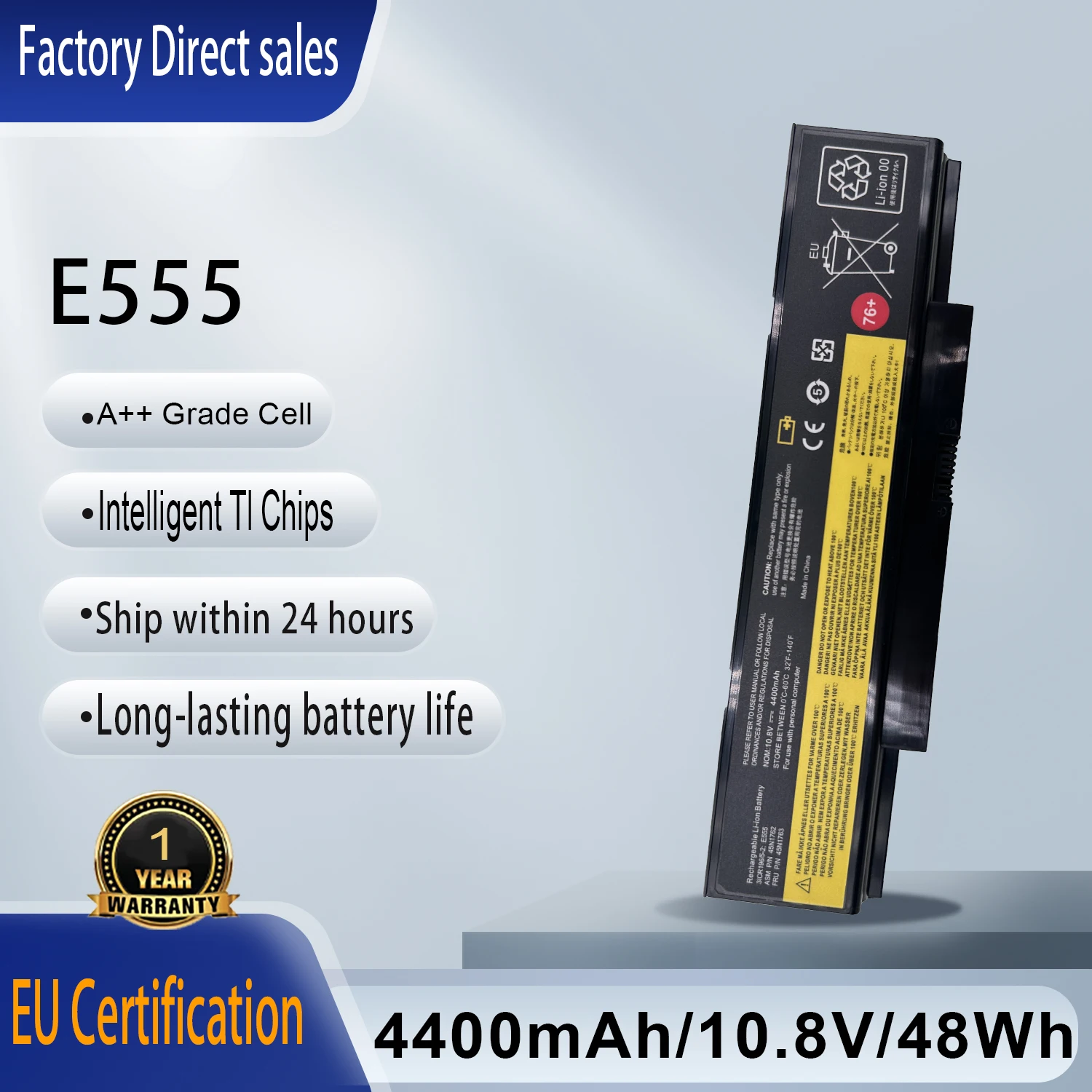 45N1762 76+Laptop Battery For Lenovo ThinkPad (Edge) E550 E550c  E560 E565 Series 3INR19/65-2 45N1758 45N1759 45N1763 4X50G59217