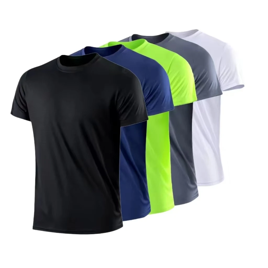 Camiseta Deportiva de Manga Corta para Hombre, de Secado Rápido, Cuello Redondo, Absorbe la Humedad, para Gimnasio, Running, Entrenamiento, Ejercicio, Ligera