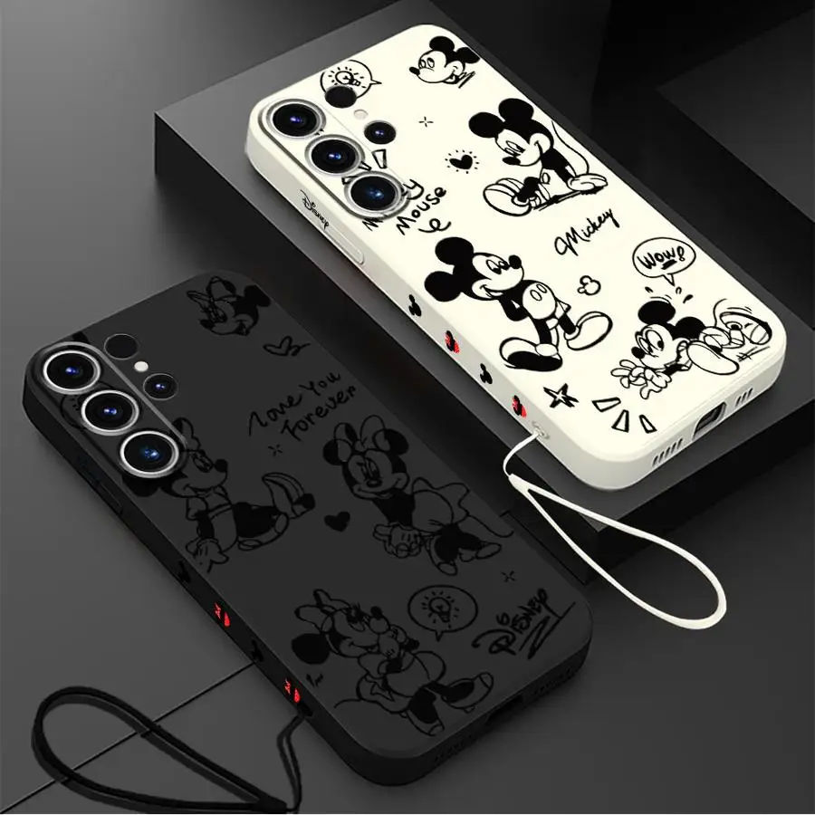 Funda de teléfono de cómic de Mickey Minnie de Disney para Samsung Galaxy S24 Ultra S22 S23 Ultra 5G Note 20 S20 FE S21 S25 Plus, funda suave de TPU