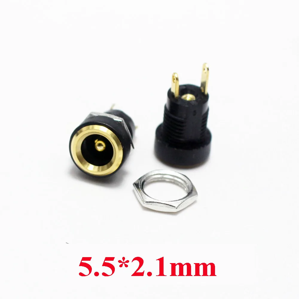 2/5pcs DC-022B Gold 3A 12v for DC Power Supply Jack Socket Female Panel Mount Connector 5.5*2.1mm 3.5*1.35 5.5*2.5 Plug Adaptor