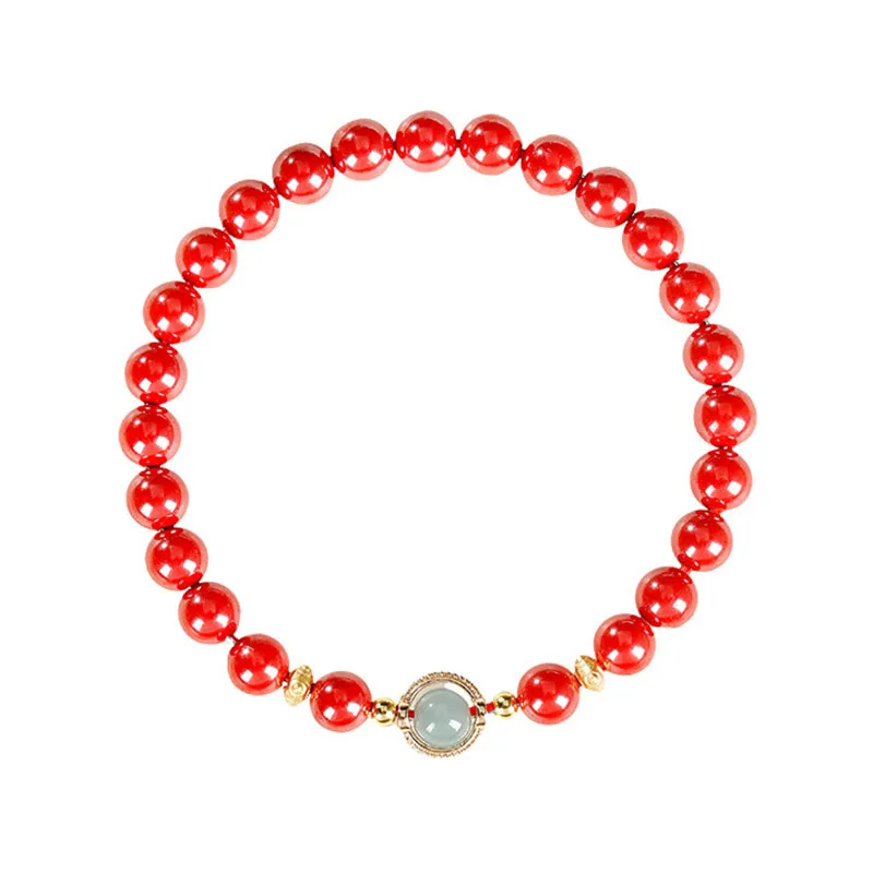 Natural Imperial Sand Bracelet with Blue Water Jade Beads for Women Lucky Charm Jewelry for Girlfriend Gifts
