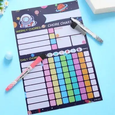 1Set Reusable Hanging Chore Chart for Chart with Magnetic Tiles Family Behavior Incentive Tool Weekly