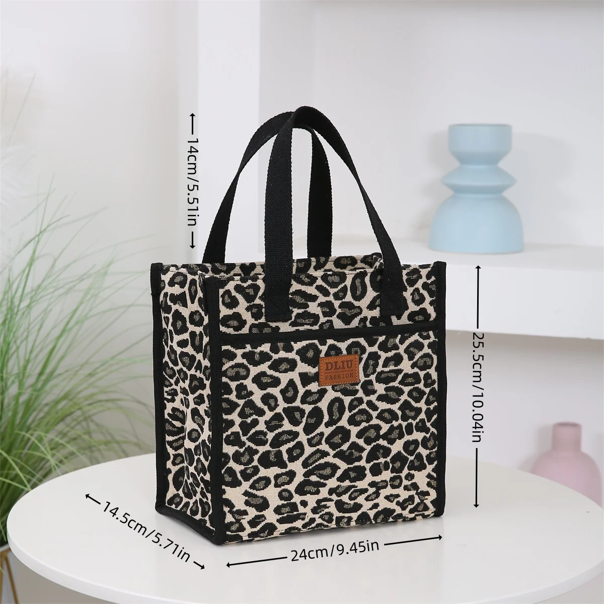 New knitted jacquard thickened fabric handbag, aluminum foil insulation inside zipper semi-closed lunch box bag, bento bag