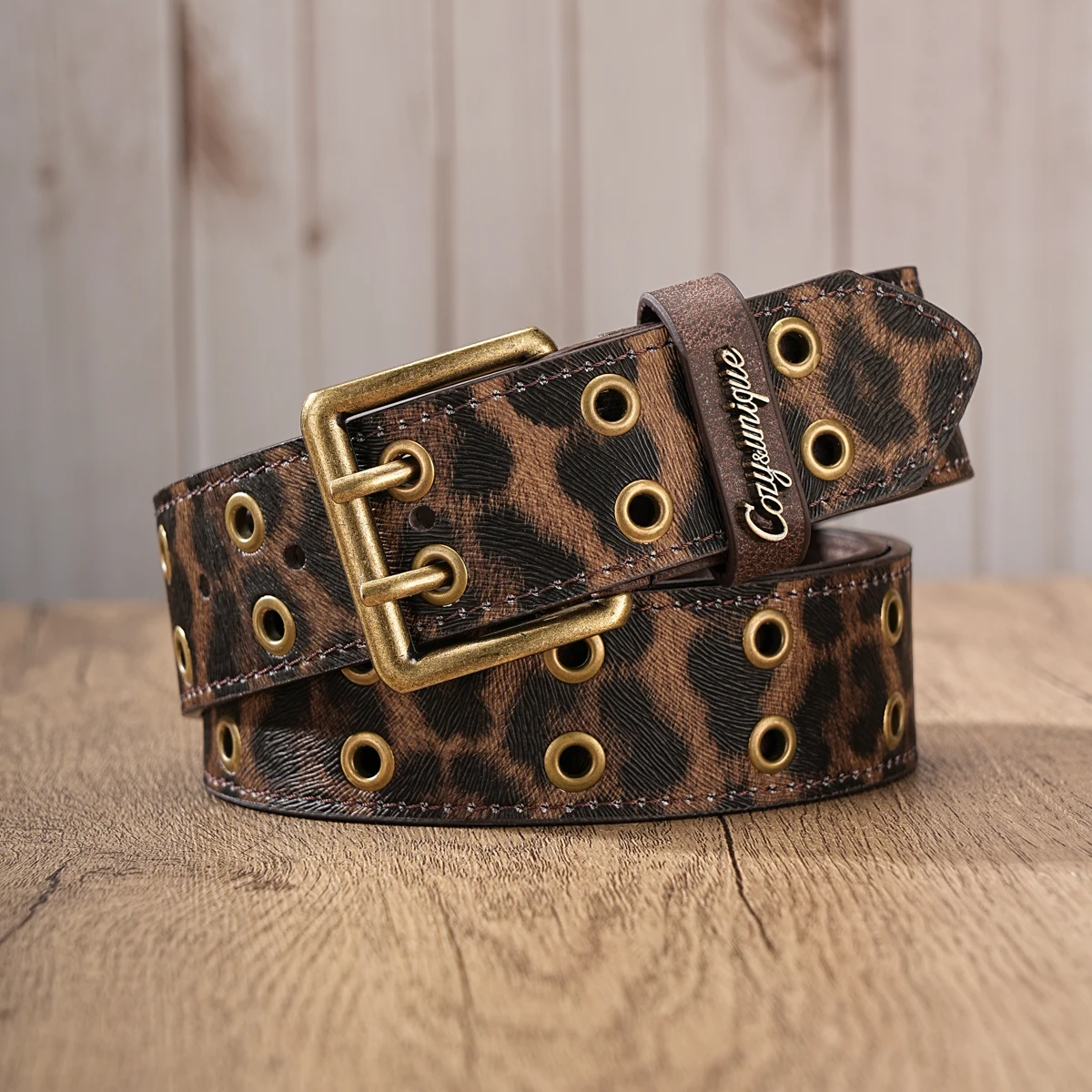 1 pièce – Ceinture rétro classique – Modèle assorti pour hommes et femmes – Matière en polyuréthane avec œillets métalliques et boucle à double aiguille.