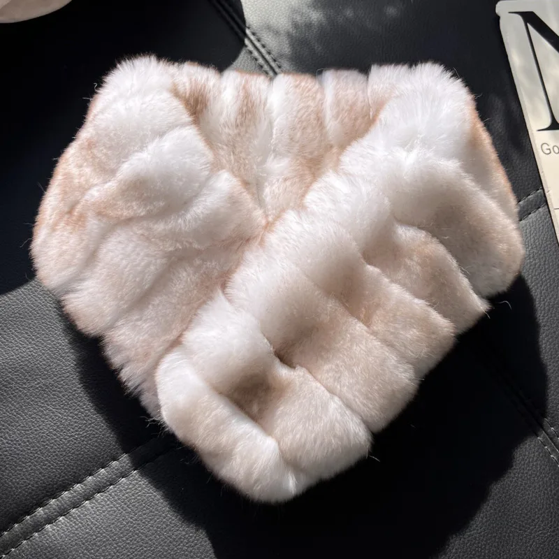 

Натуральный шарф из меха кролика рекс для женщин, зимний теплый шарф для защиты шеи, сохраняющий тепло, украшение для женского пальто