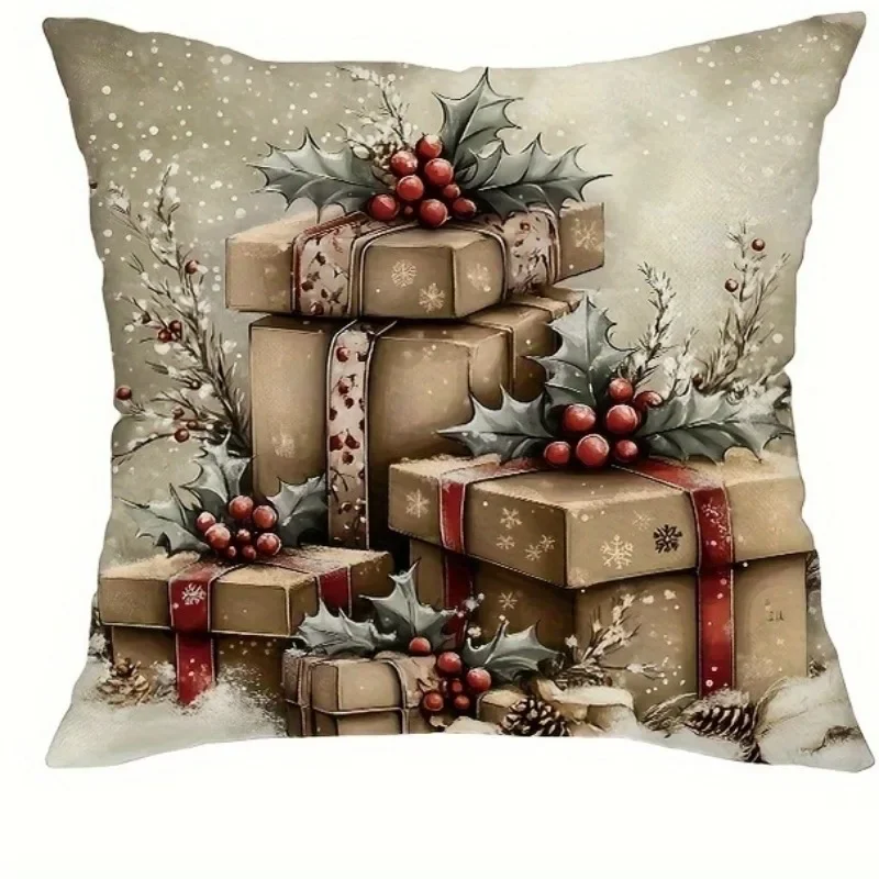 Funda de almohada navideña de 18x18 pulgadas, suave, agradable a la piel, Papá Noel, muñeco de nieve, árbol de Navidad