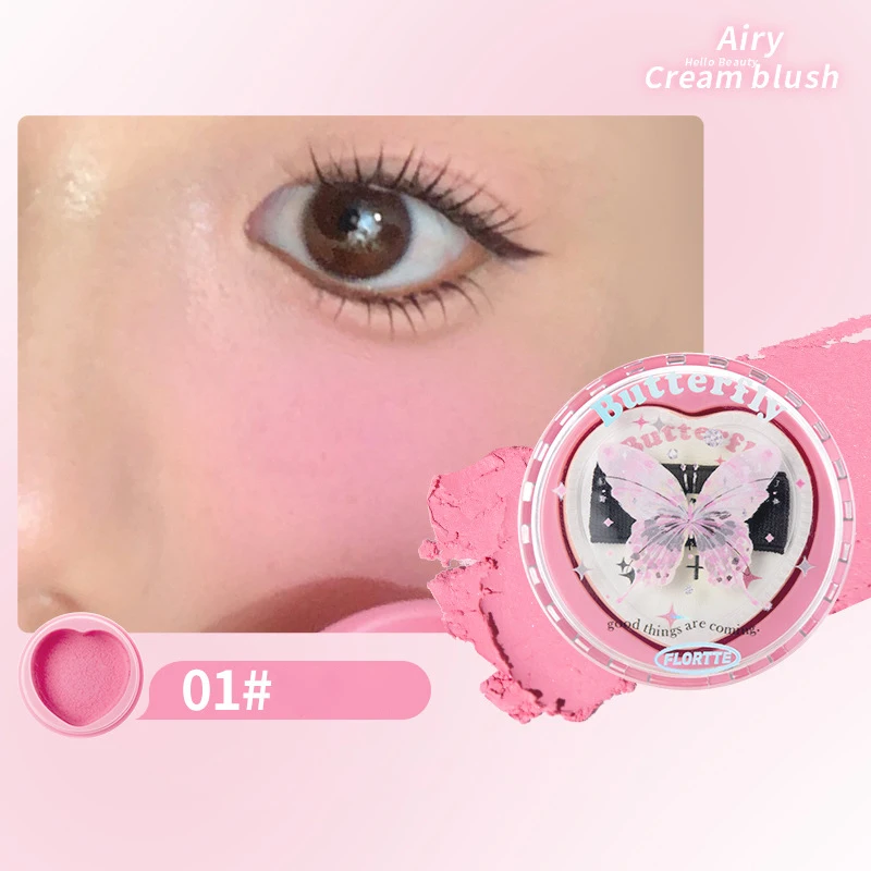 Flortte ar creme blush fosco shimmer iluminando blush de longa duração à prova dsweatágua sweatproof natural água pele rosto blush maquiagem