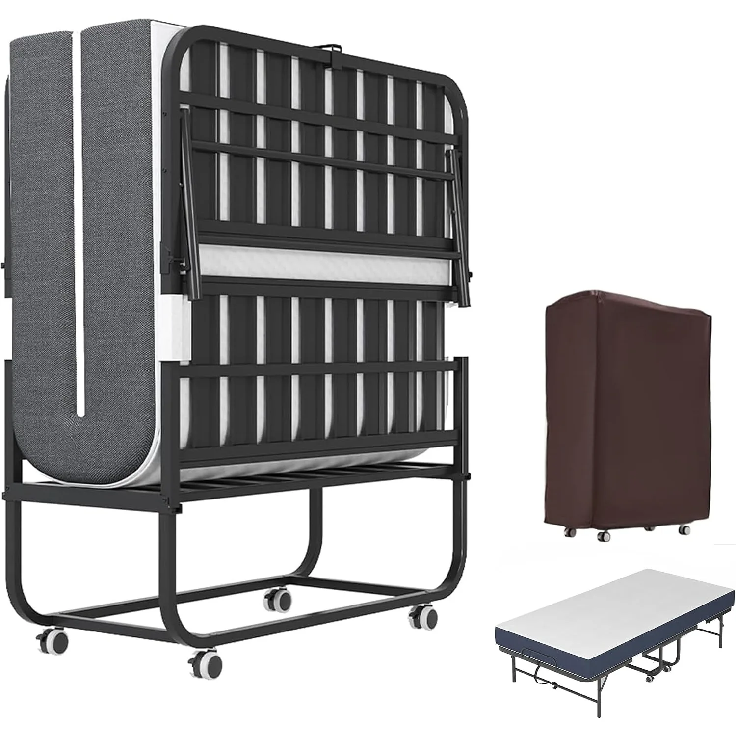 Folding Bed with Mattress for Adult,Portable Roll Away Bed | 4.7" Thick Memory Foam Mattress Metal Foldable Bed Frame,Customized