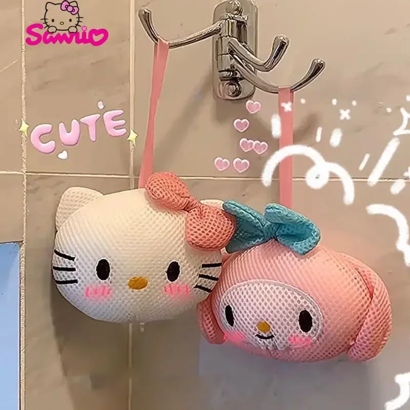 Sanrio Kawaii Hello Kitty Bath Flower MY Melody Shower Ball Large Girl Bathing Cute Back Rubbing Bathing Supplies Toys Girl Gift