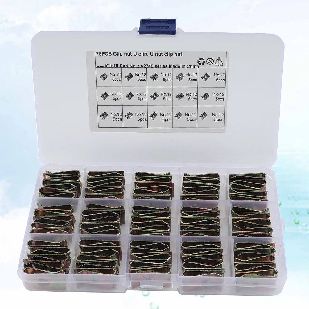 

75pcs Spire U Clip Manganese Steel U Nut Fasteners For Panel Bumper Wire Cable Dashboard Mounting Clip Auto Interior