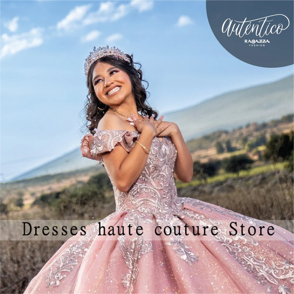 Robes de Quinceanera rose brillant, robe de Rh, appliques en dentelle argentée 2024, robe perlée CitroMexico Sweet 16, robe éducative de XV 15 Anos