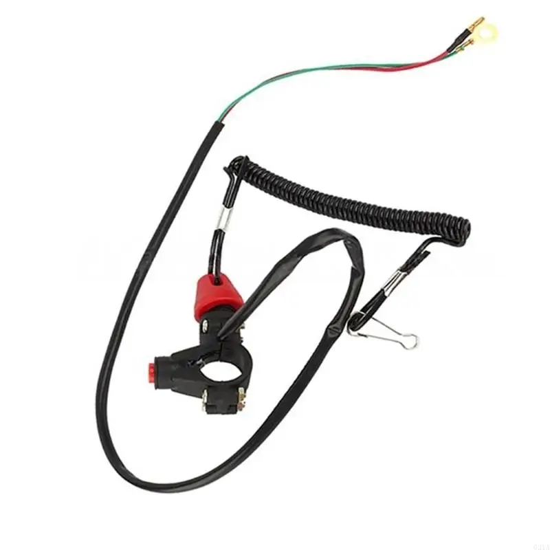Motorcycle Emergency Engine Stop Lanyard, 7/8 Inch Handlebar Mount Two Wire Tether Shutoff Control for Replacement Repair and