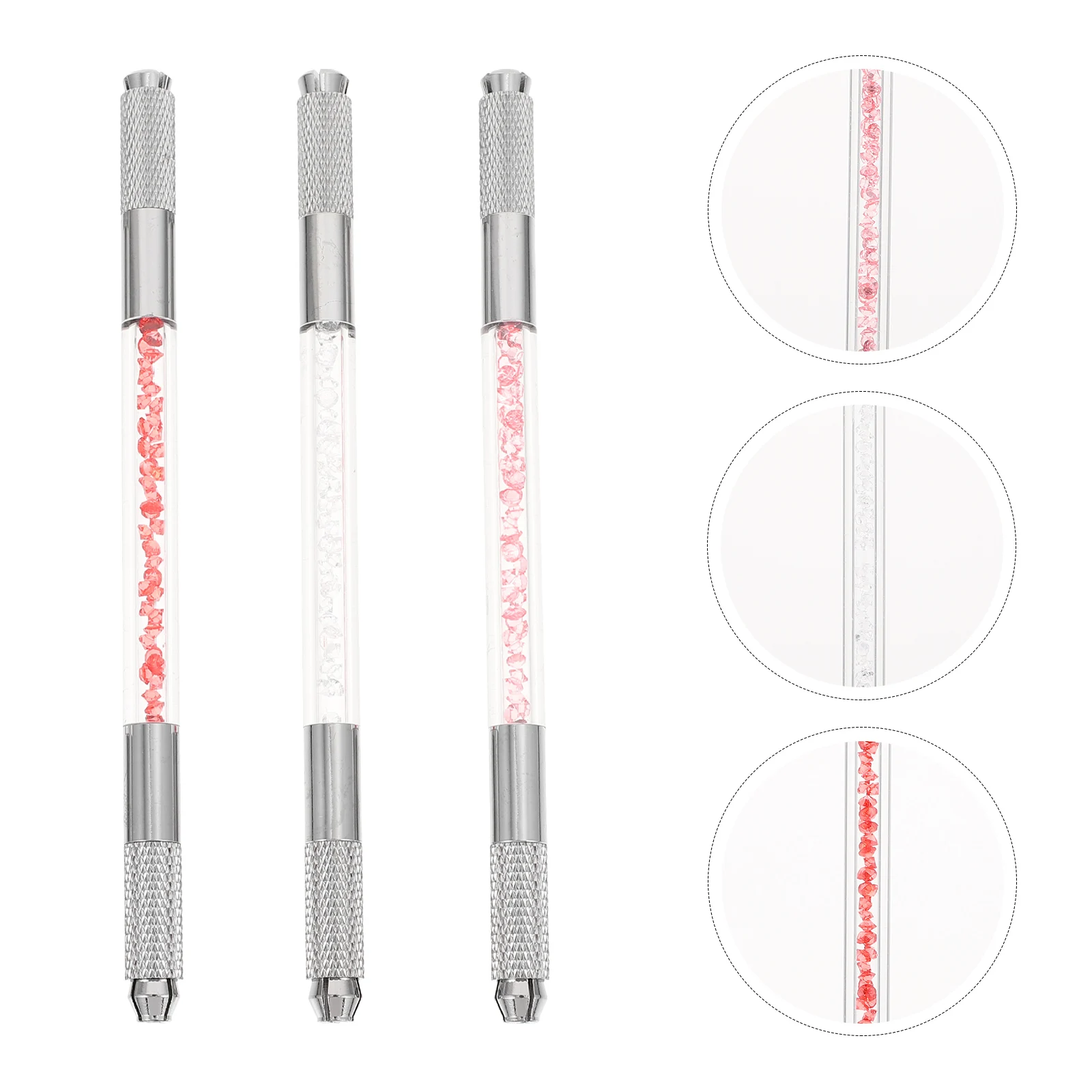

3pcs Crystal Pen Double-head Eyebrow Embroidery Tools Mixed Color Long-lasting Makeup Supplies Women Manual Pens