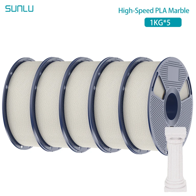 SUNLU High-Speed PLA Marmer Filament 5KG 1,75mm 1kg Spoel (2,2lbs) High Speed Print Filament Geschikt voor de meeste FDM-printers uit EU US UK