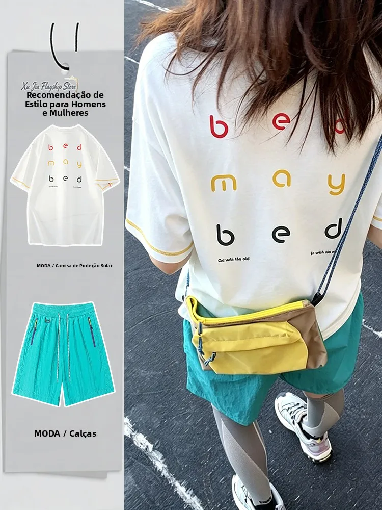 ドーパミン速乾性スポーツセット男性女性夏薄い屋外日焼け防止サイクリングスーツ-tシャツ半袖ショーツワンピース