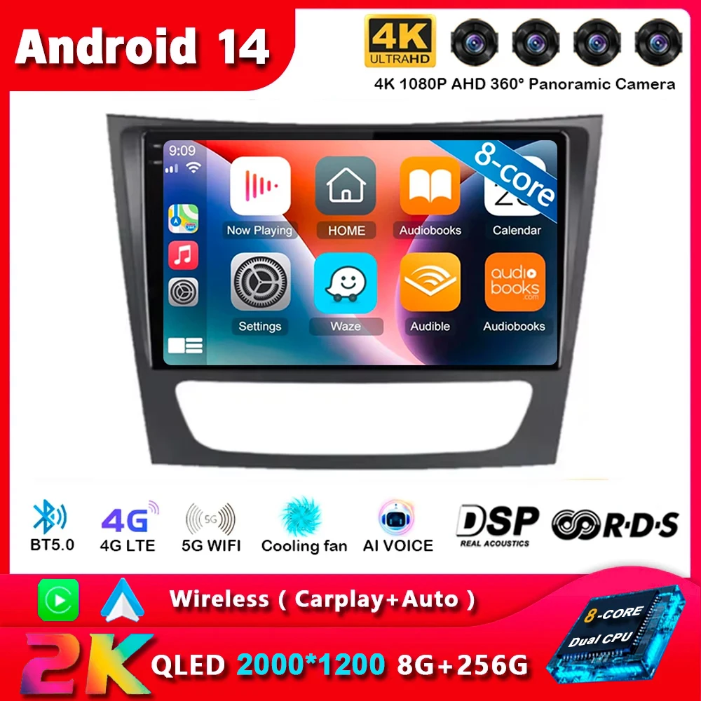 

Android14 Carplay For Mercedes Benz E-class W211 E200 E220 E300 E350 E240 CLS 2002 - 2010 Multimedia Car Radio Player DSP Stereo