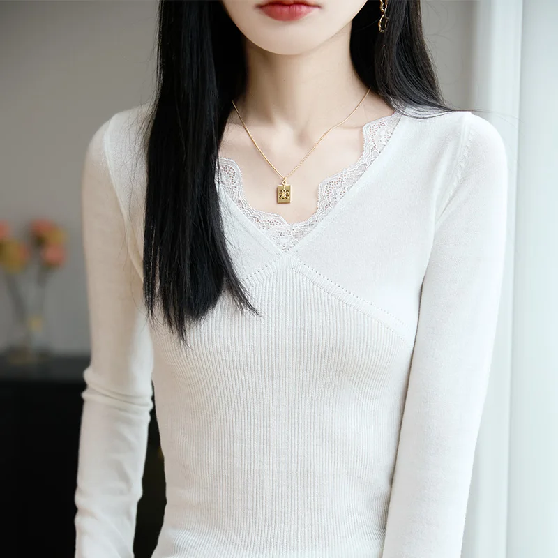 

2025 Autumn and Winter Cashmere sweater Women Pullover Long sleeves Cashmere Sweater V-Neck Office Tops sweater