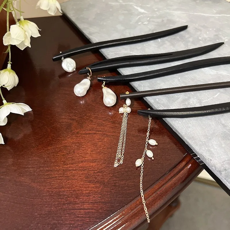 Retro Hair Clips Pins Women Wood Hair Sticks Natural Chopstick Shaped Hairpin Classic Ethnic Girl Hair Accessories Jewelry