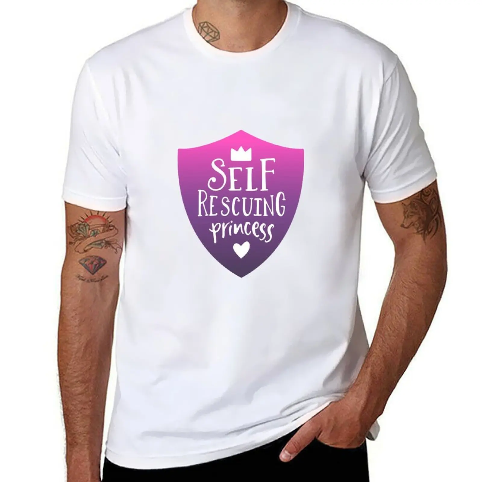 

Self Rescuing Princess Pink Purple T-Shirt t shirts for man pack cotton cotton tshirt 100% T-Shirt