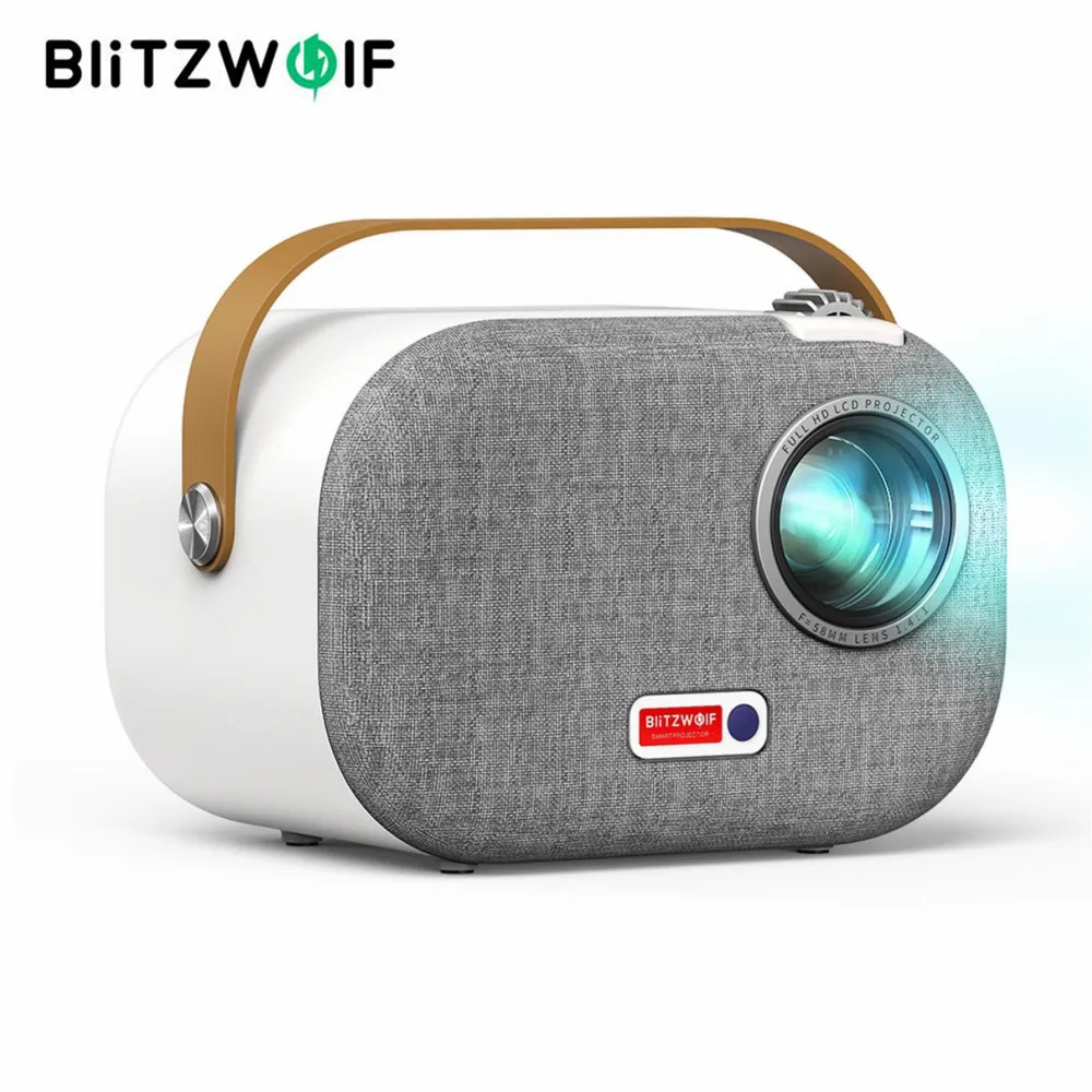 BlitzWolf 4k 1080p full hd mini projector Android 9.0  2.4G 5G wifi 200ANSI 4k video Home theater projectors with 3.5 inch LCD