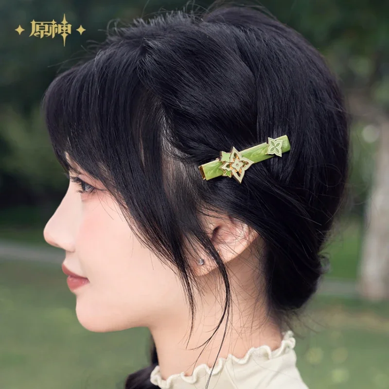 Anime Game Genshin Impact Nahida Theme Cosplay Costume Green Metal Hairpin Headwear Kawaii Side Clip Accessory Jewelry Gift Bag