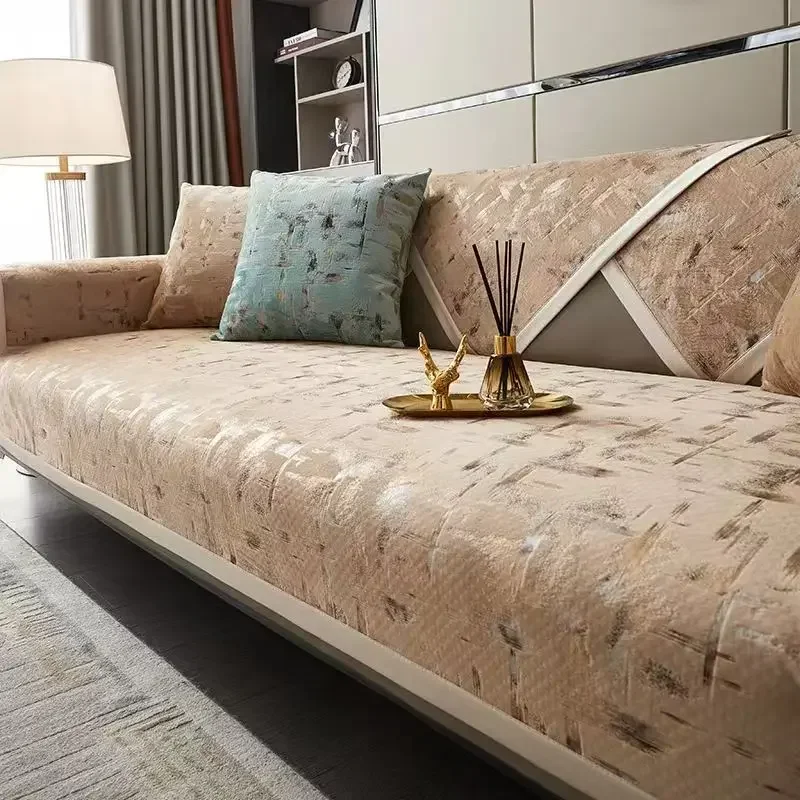 

Luxury Chenille Sofa Cushion Four Seasons Universal Anti Slip Cushion Modern High-end Sofa Cover Backrest Towel Fabric