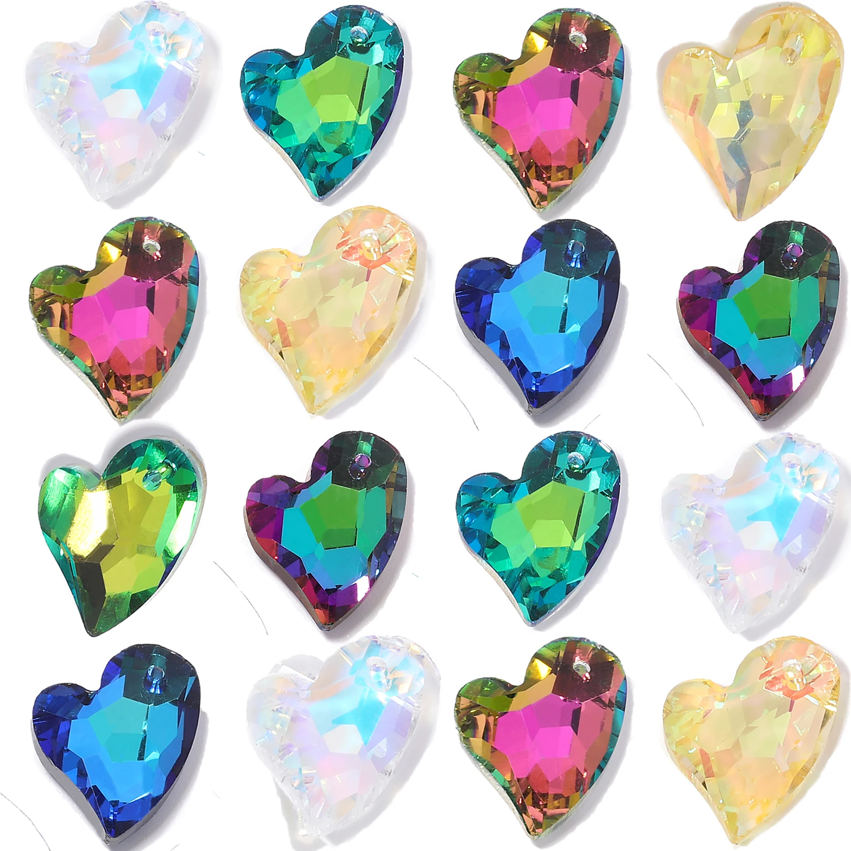 5pcs/lot 12.5x17mm Austria Faceted Crystal Glass Irregular Heart Shape Single Hole Pendant For Jewelry Making DIY Necklace Craft
