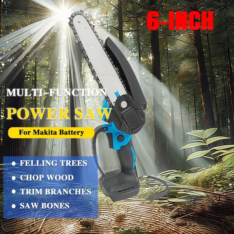 6Inch Cordless Electric Chainsaw No Battery Rechargeable for Woodworking DIY Home Outdoor Use for Makita 18V Power Tool Sets