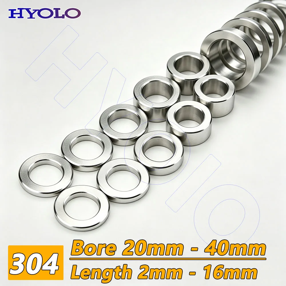 304 Stainless Steel CNC Machined Bushing, M20-M40 Unthreaded Shaft Sleeve Spacer, Multiple Lengths 2-16mm
