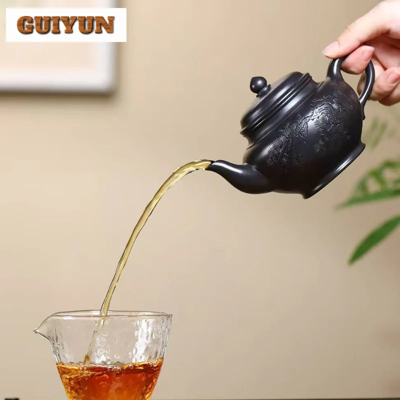 350 مللي العتيقة ييشينغ الأرجواني الطين أباريق الشاي اليدوية يضحك ساكورا وعاء الخام الخام الحجر الأصفر الطين غلاية الصينية Zisha طقم شاي الشاي