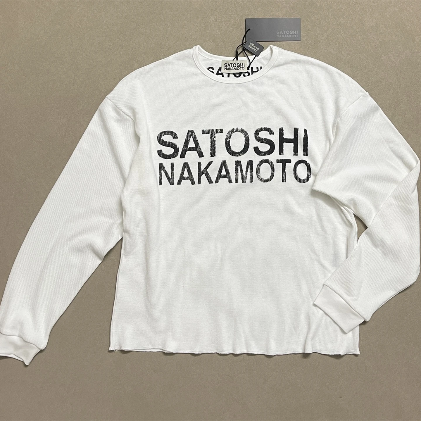 White Waffle Long Sleeve Satoshi Nakamoto T Shirt Men Women High Quality Tee Tops T-Shirt