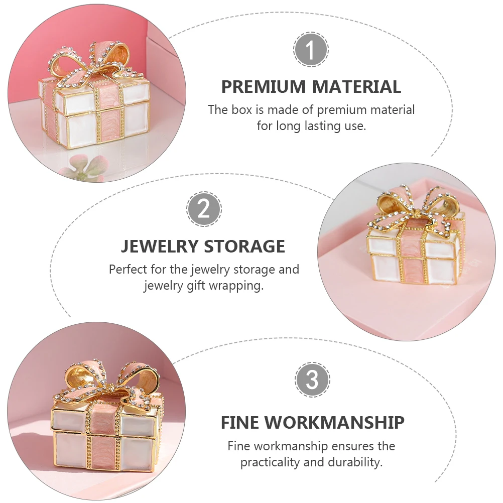 

Jewelry Box Storage Holder Pink Case for Girls Earrings Gift Premium Material Durable Jewelry Packing Box Container Organizer